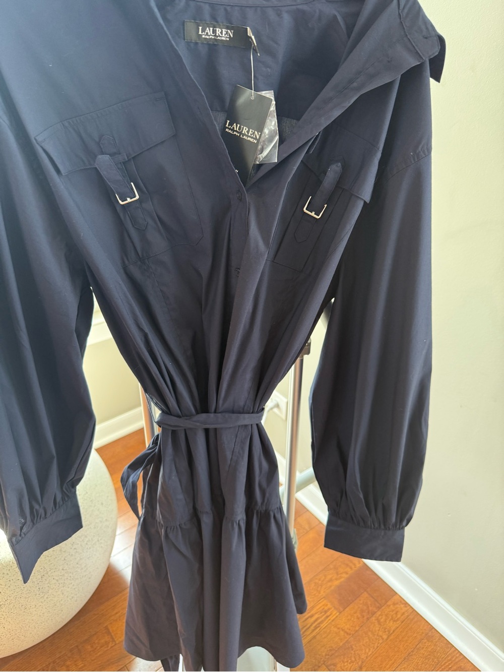 Lauren Ralph Lauren Buckle-Trim Cotton-Blend Shirtdress - Short Dresses - Picture 6 of 7